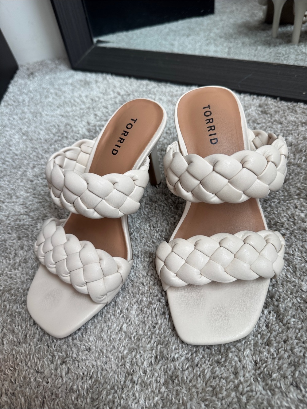 torrid Braided Double-Strap Block Heel Sandals - Cream
